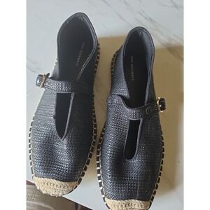 Free Assembly Mary Jane Olefin Espadrilles, Black/Natural Jute, Sz 7 NWT